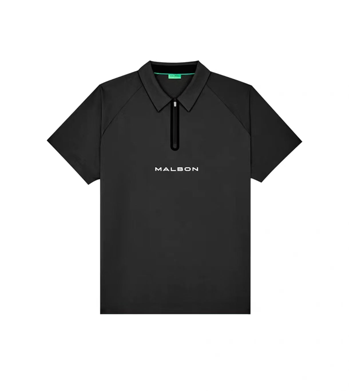 Malbon Golf 쿼터 지퍼 골프 폴로 셔츠 블랙 정면