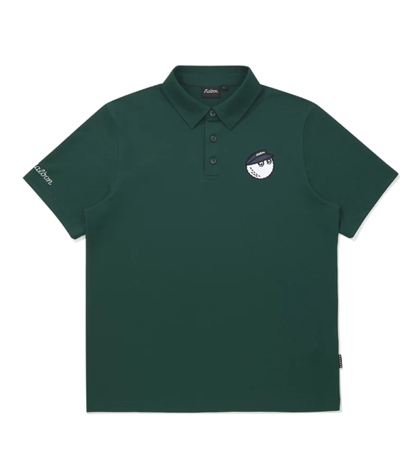 Malbon Golf 남성용 통기성 폴로 셔츠 그린 정면