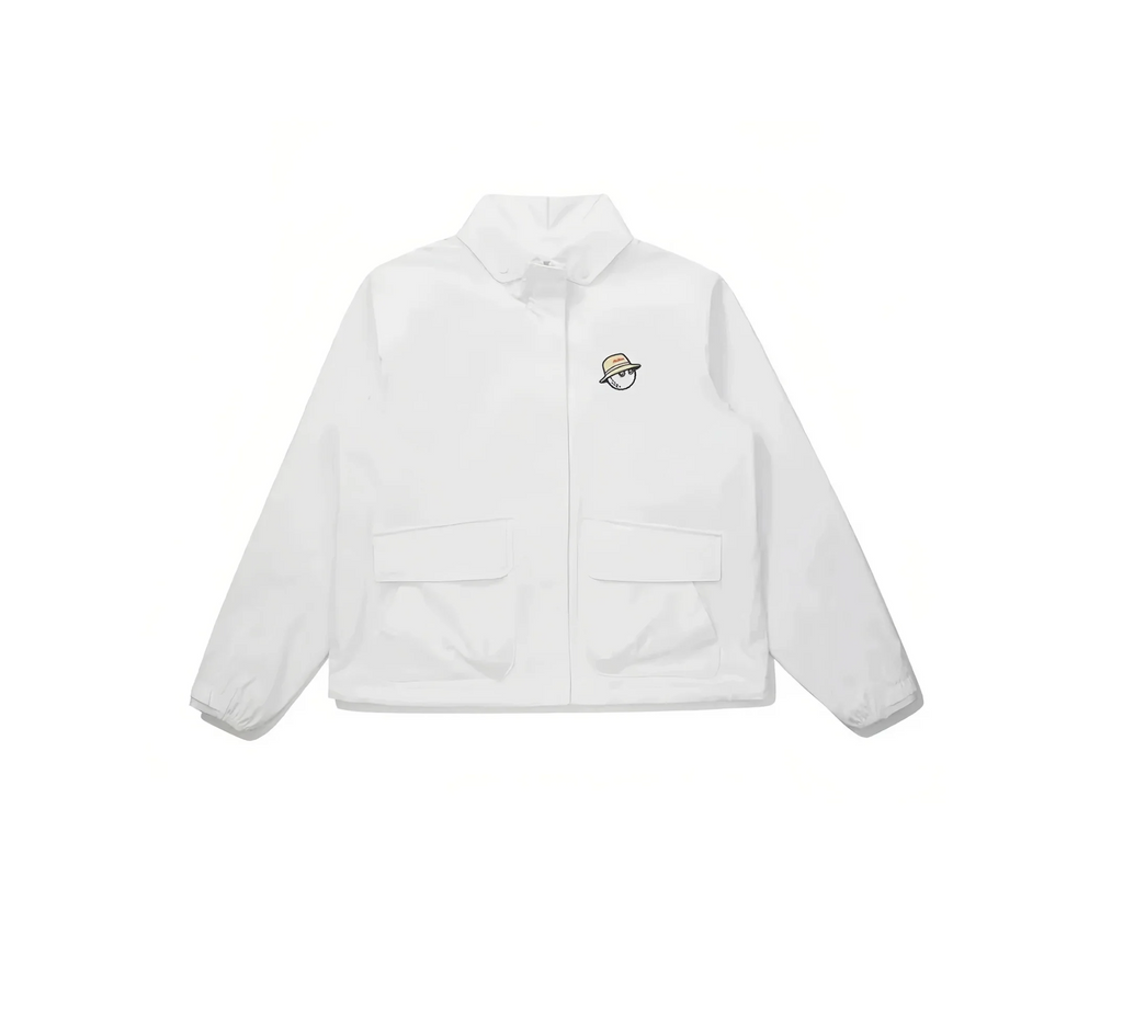Malbon Women Golf Windbreaker Jacket Zip Hooded 2026 White front view 화이트 골프 의류 정면