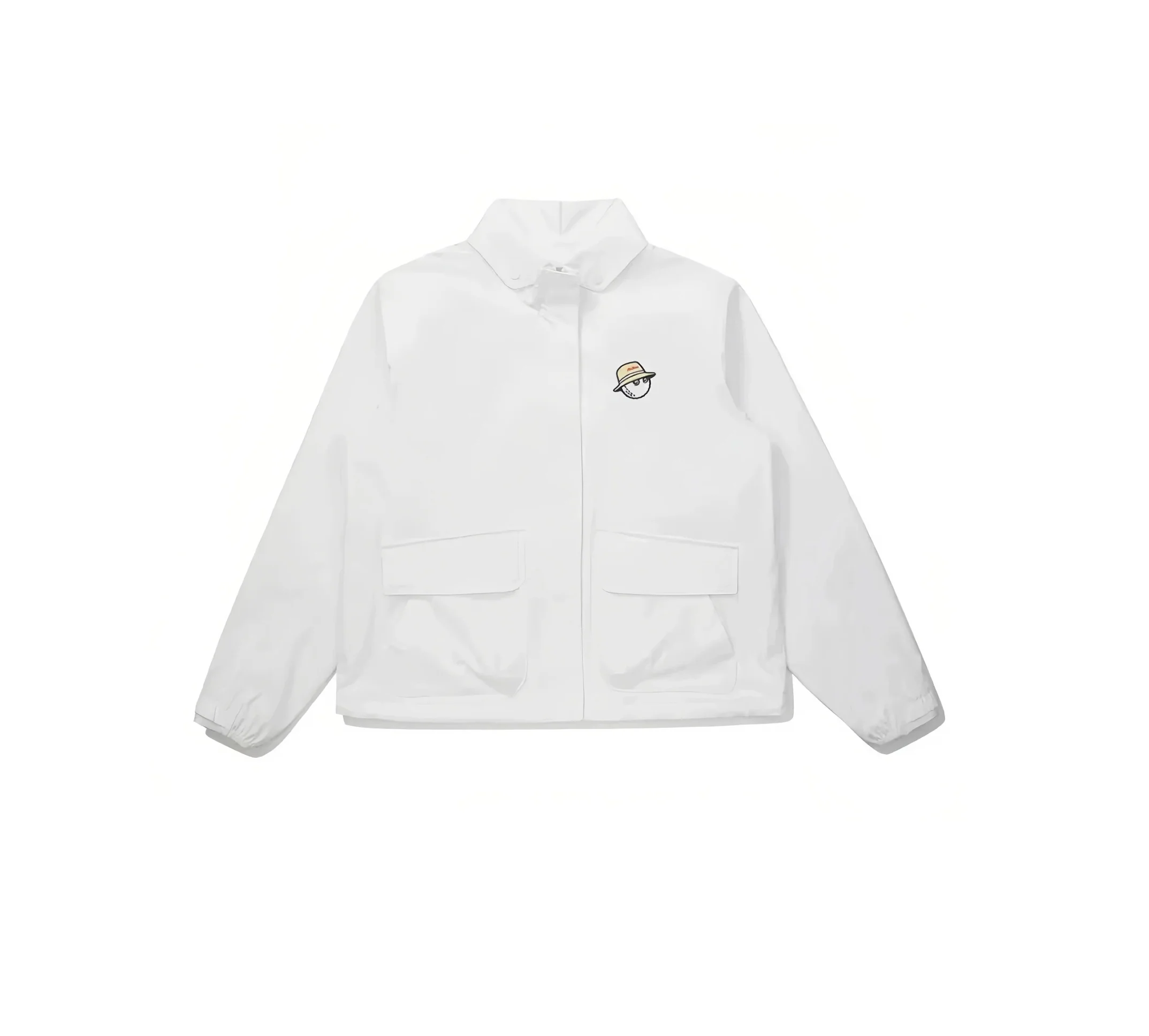 Malbon Women Golf Windbreaker Jacket Zip Hooded 2026 White front view 화이트 골프 의류 정면