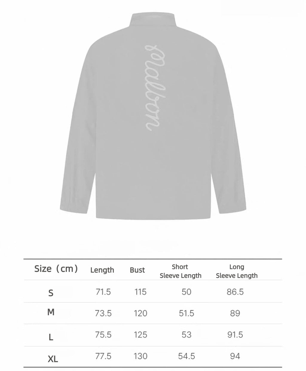 Malbon Studio Seoul Rain Jacket Black size chart