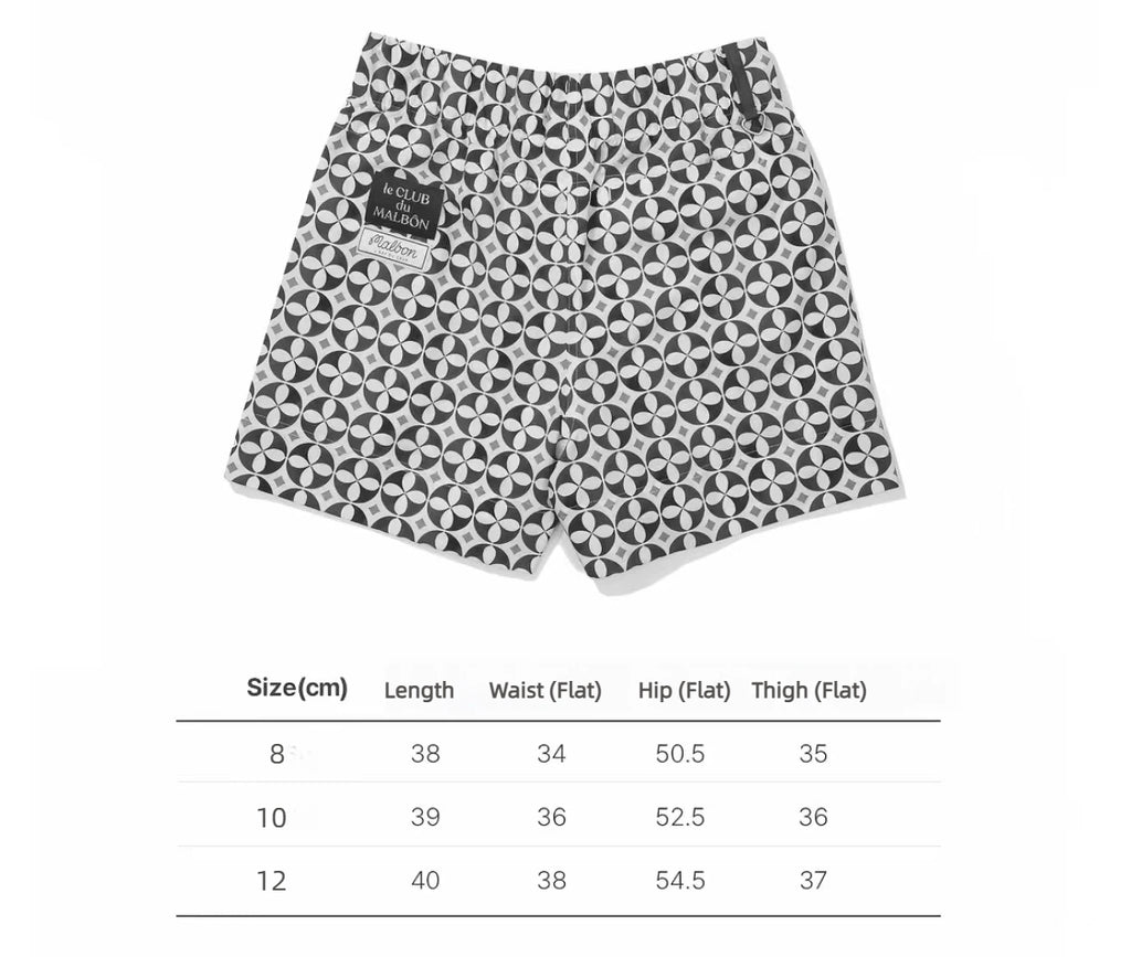 Malbon Women's Quick-Dry Printed Shorts Blue Print size chart