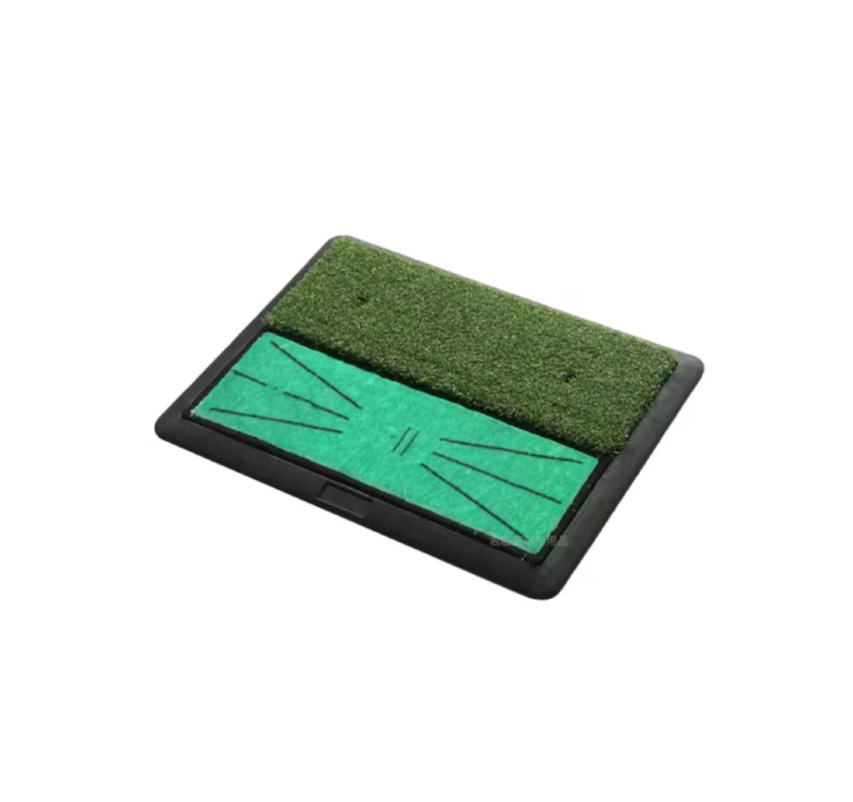 2-in-1 golf hitting chipping mat hero shot with dual fairway and rough surfaces
