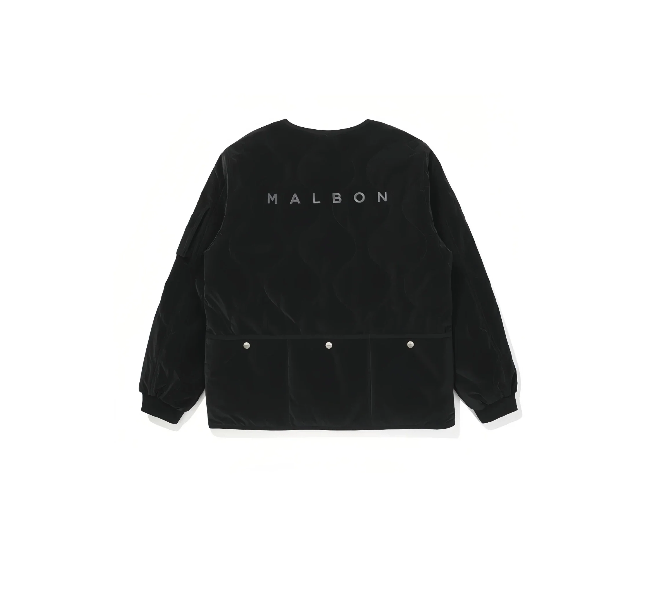 Malbon Men's Padded Winter Golf Jacket - Insulated Outerwear Black back view 블랙 골프 의류 후면
