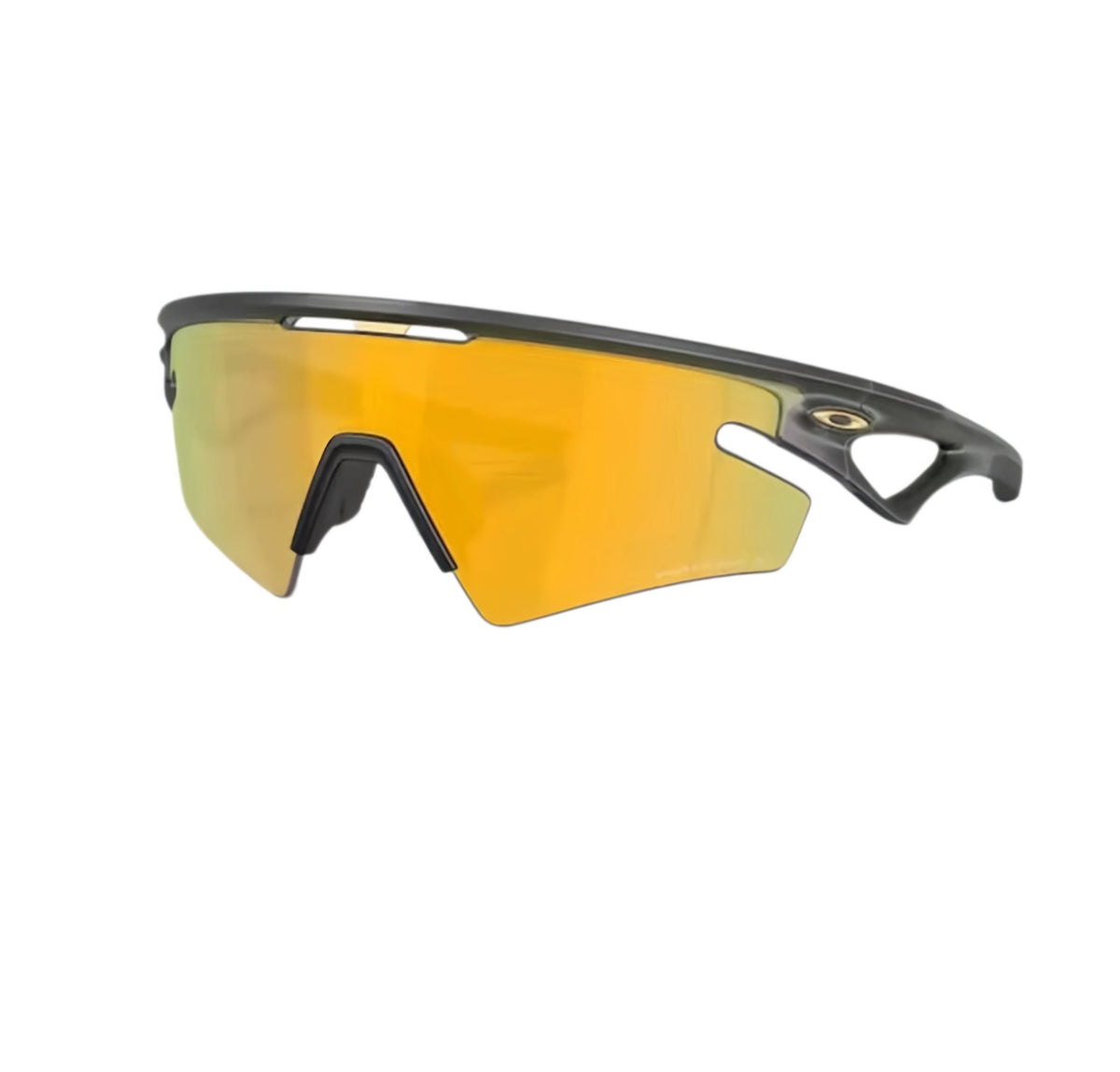 블랙 프레임과 골드·오렌지 실드 렌즈의 Oakley Sphaera Strike 선글라스