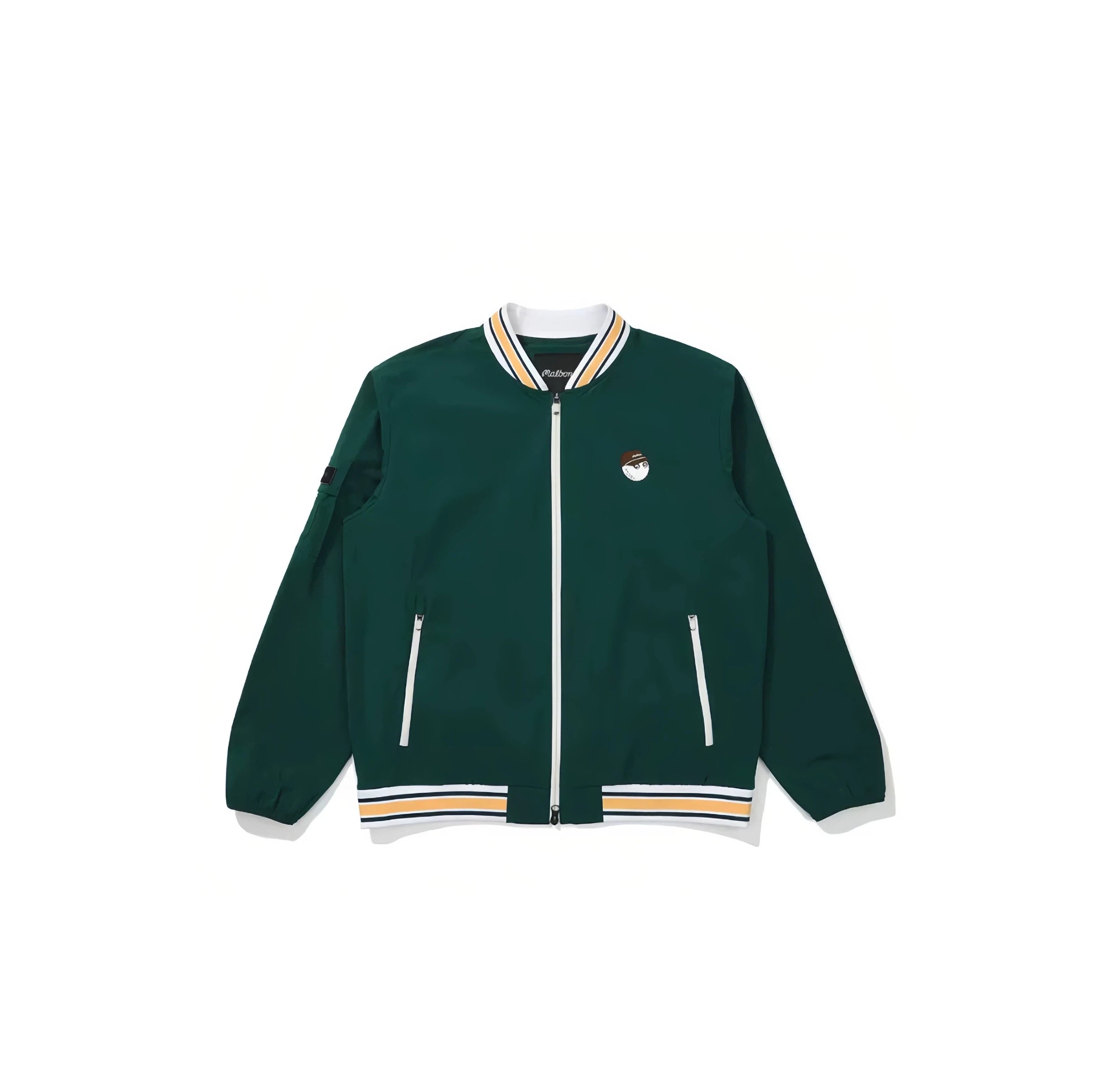 Malbon men golf zip jacket pocket and zipper detail