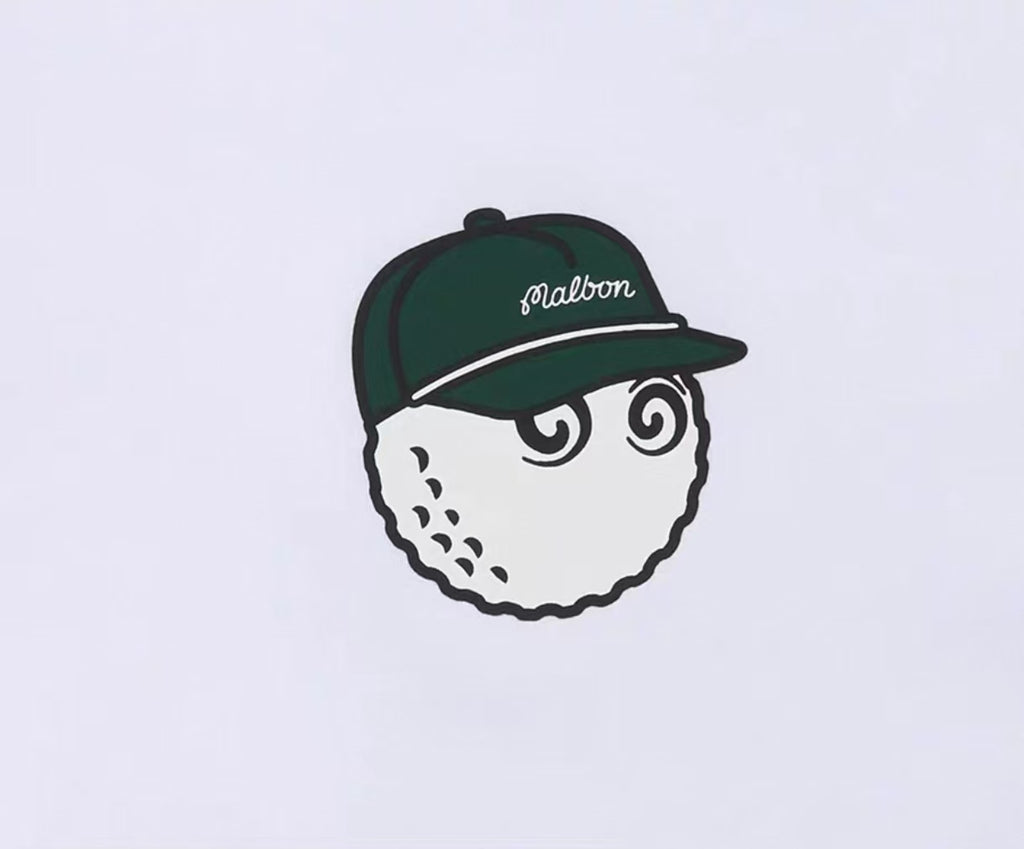Malbon men's lightweight cooling quick-dry golf polo shirt in White, trim and stitching detail