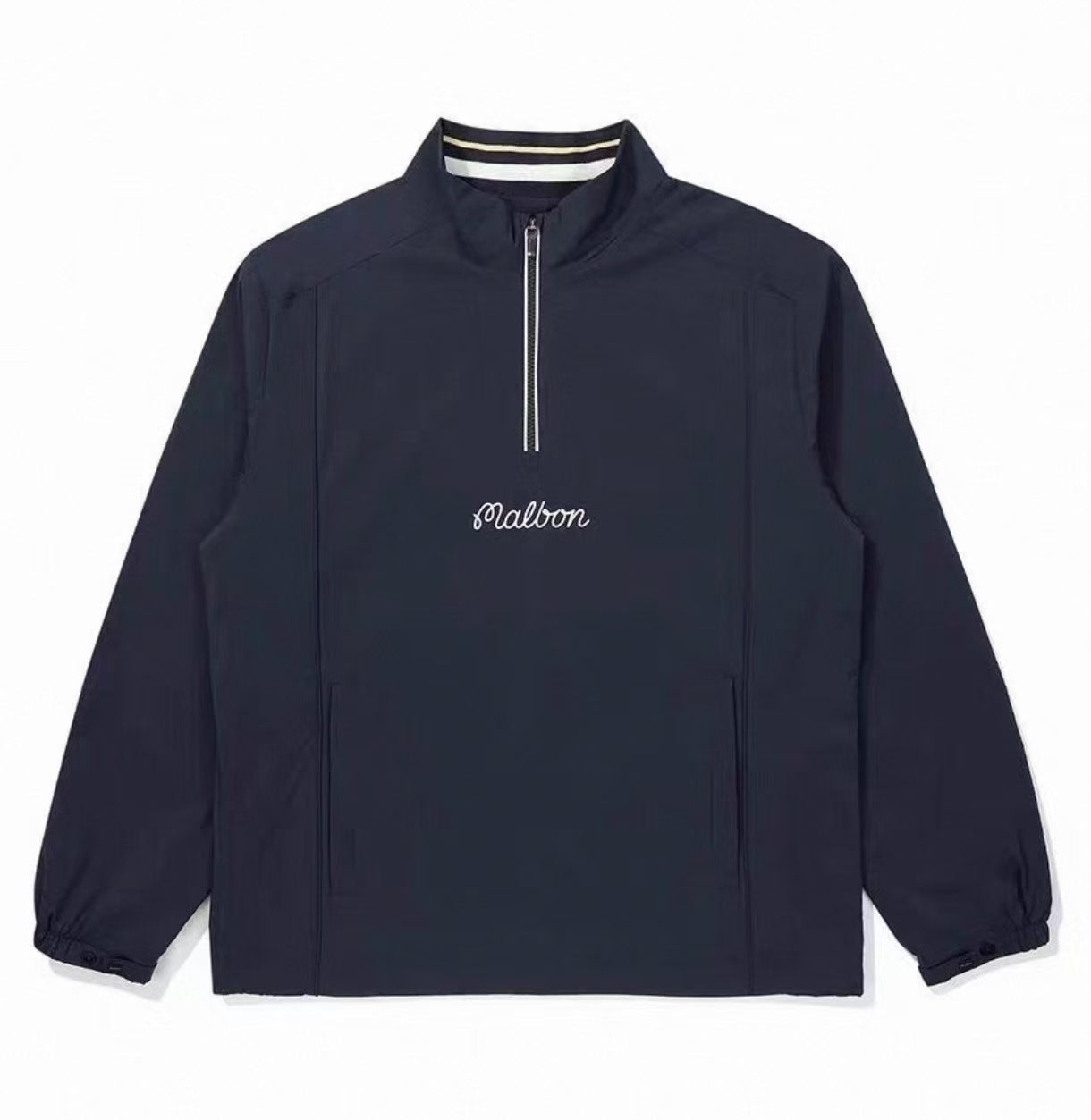 Malbon Golf Men’s Quick-Dry Stand 칼라 Half-Zip 풀오버 네이비 블루 전면 이미지