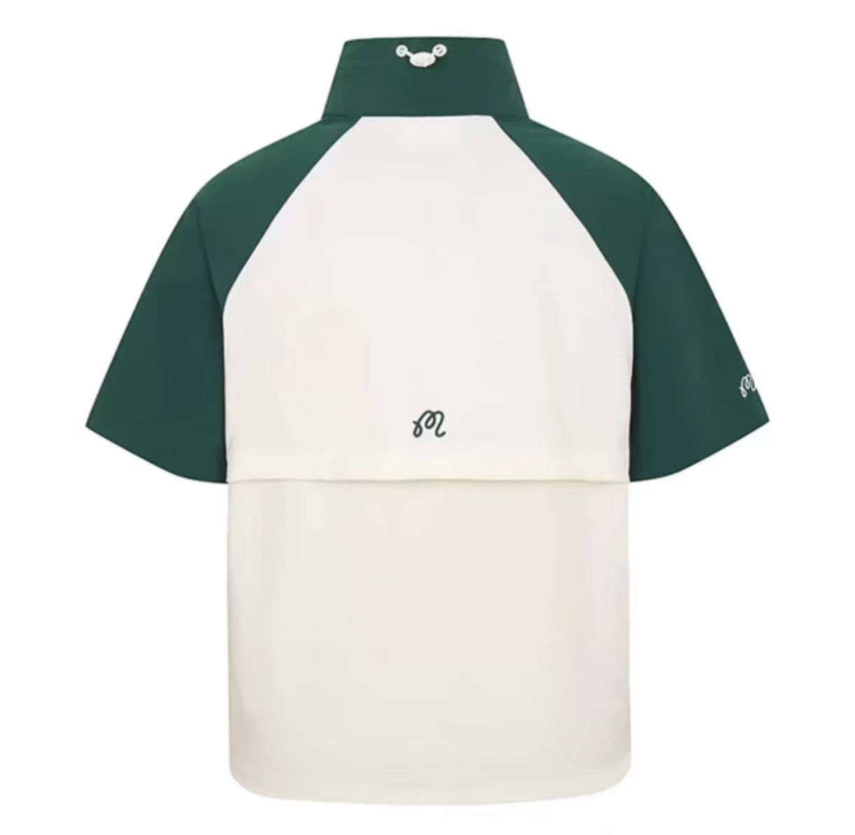 Malbon Golf Women’s Quick-Dry Stand 칼라 스포츠 탑 그린 and 화이트 후면 이미지