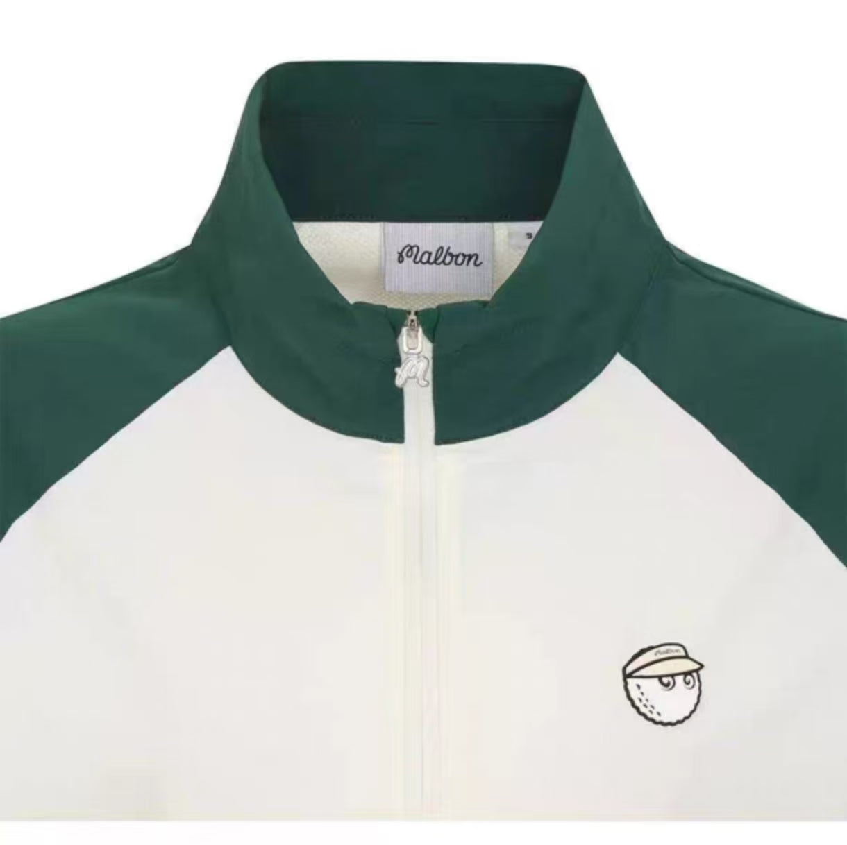 Malbon Golf Women’s Quick-Dry Stand 칼라 스포츠 탑 그린 칼라 and 로고 디테일