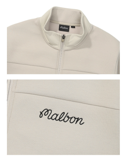 Malbon Golf Men’s Stand Collar Full-Zip Fleece Jacket