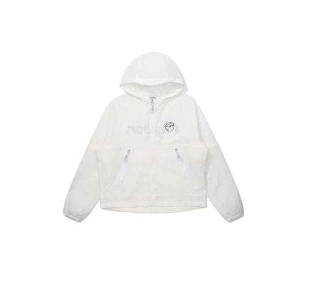 Malbon women windbreaker hood up front view