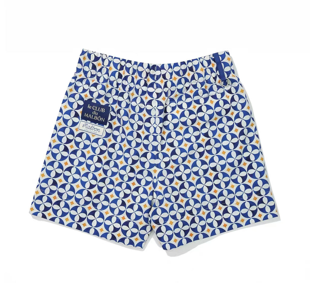 Malbon Women's Quick-Dry Printed Shorts Blue Print printed golf shorts front view