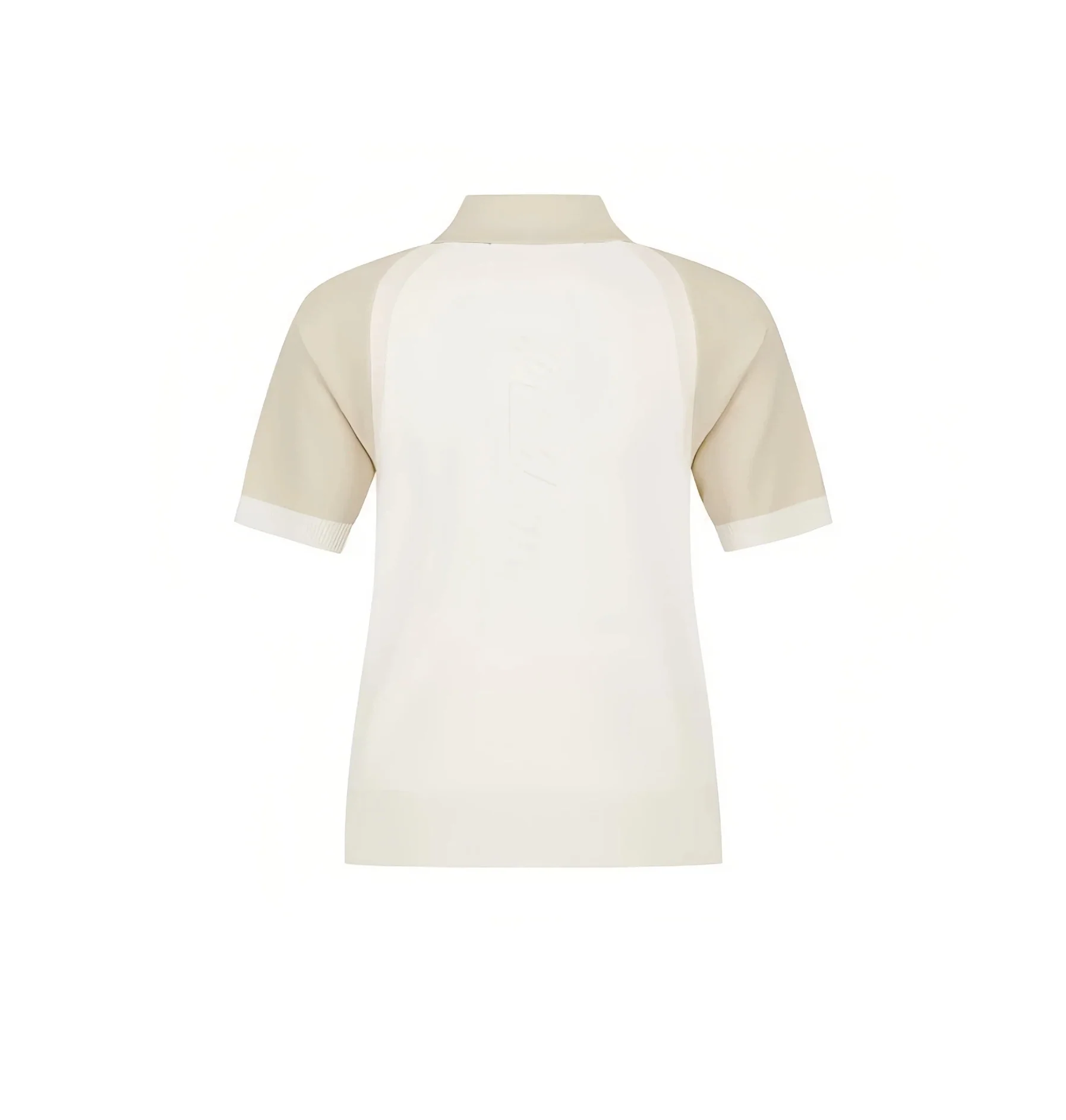 Malbon Women Golf Polo Shirt Colorblock Knit Tee 2026 Beige back view 베이지 골프 의류 후면