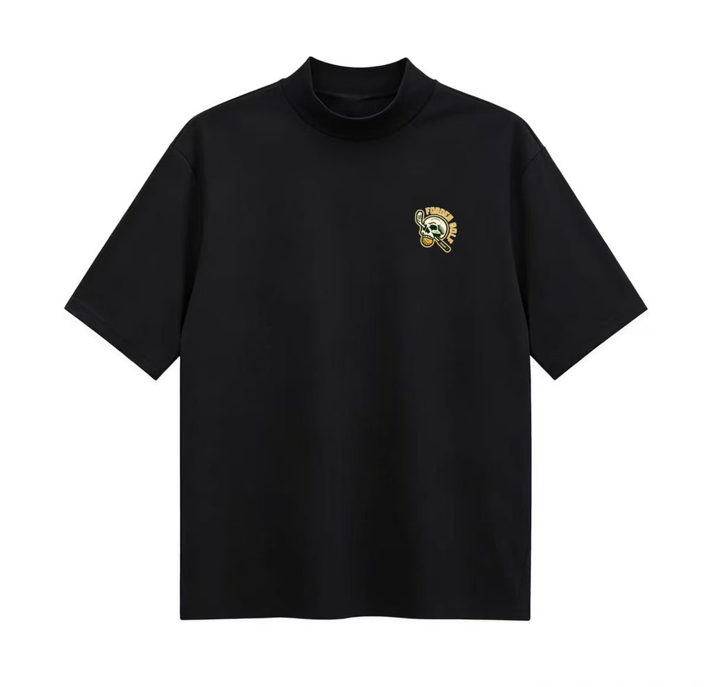 Forden Golf 남성 아이스실크 퀵드라이 스컬 모크넥 셔츠 블랙 제품 이미지