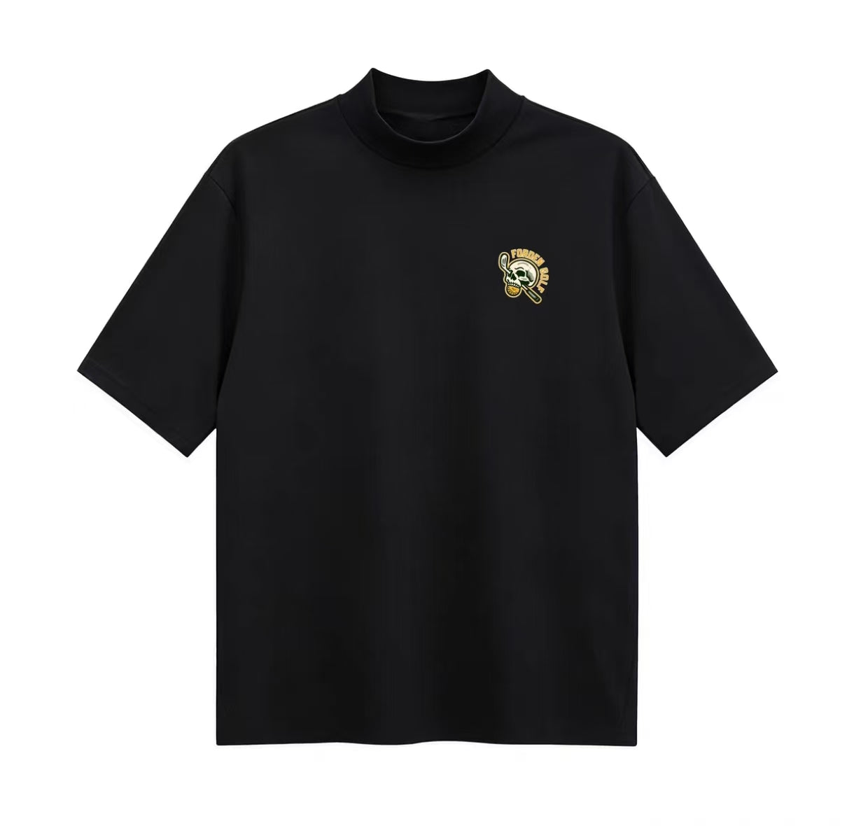 Forden Golf 남성 아이스실크 퀵드라이 스컬 모크넥 셔츠 블랙 제품 이미지