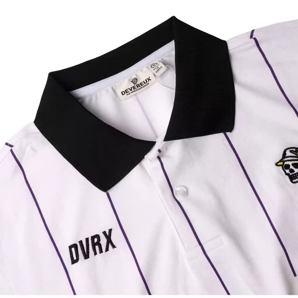 Devereux 남성 스트라이프 골프 폴로 칼라 디테일