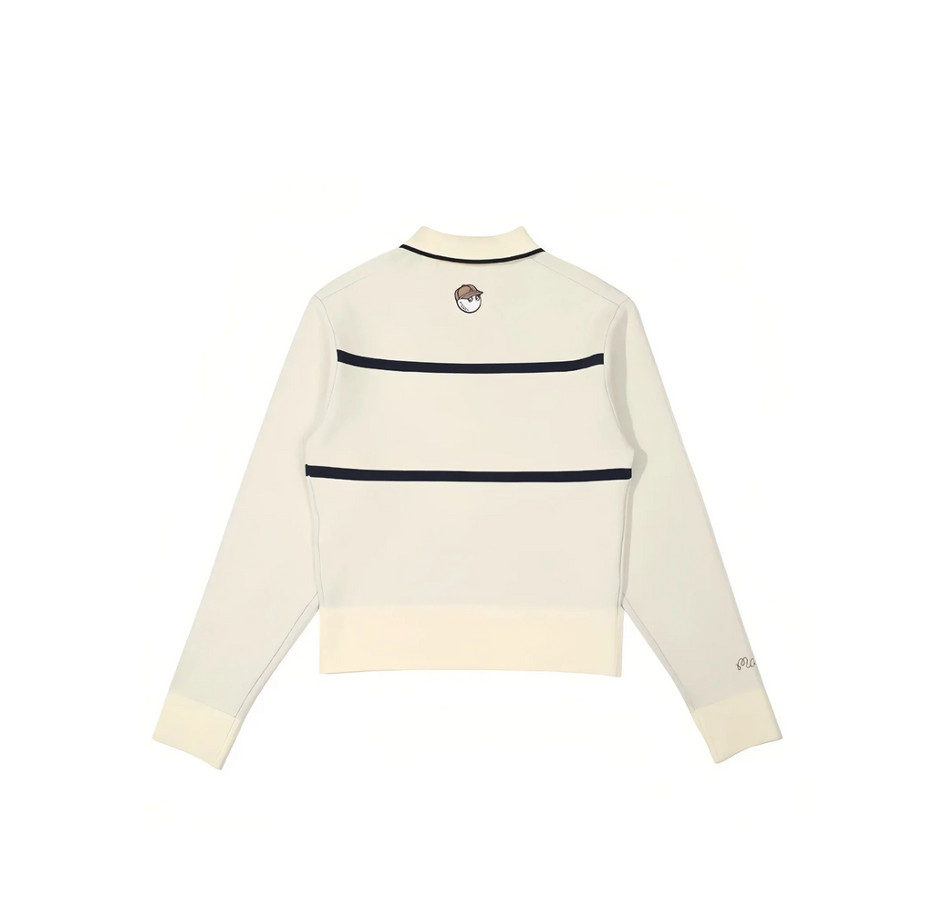 Malbon Women's Knit Golf Sweater Polo 애프리콧 골프 의류 후면