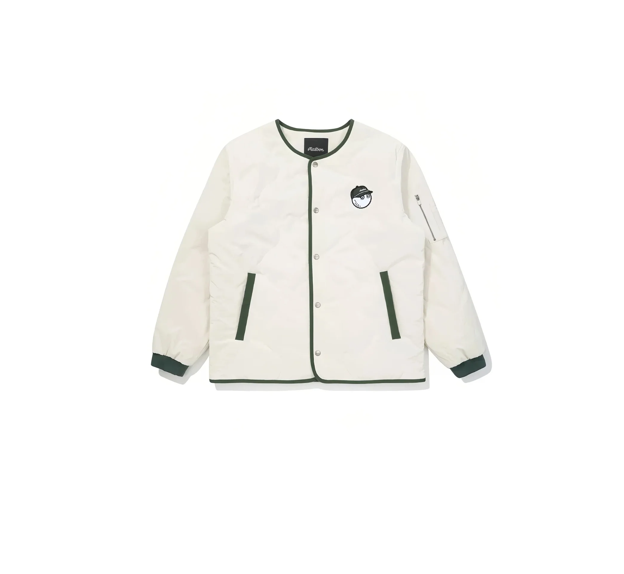 Malbon Men's Padded Winter Golf Jacket - Insulated Outerwear White front view 화이트 골프 의류 정면