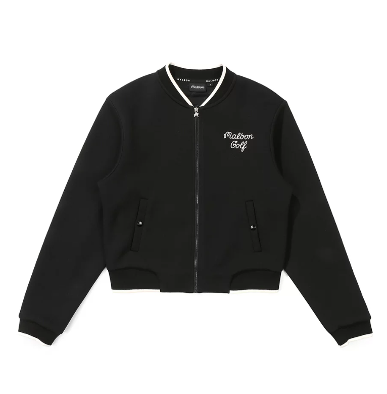 Malbon Women's Full-Zip Warm Fleece Golf Jacket fleece golf jacket model-wearing view
