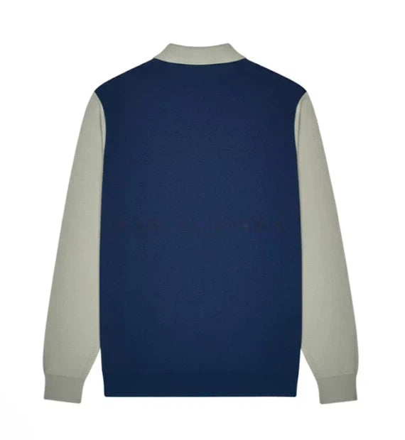 Malbon Burgee Sweater Seagrass Navy Seagrass Navy golf sweater front view