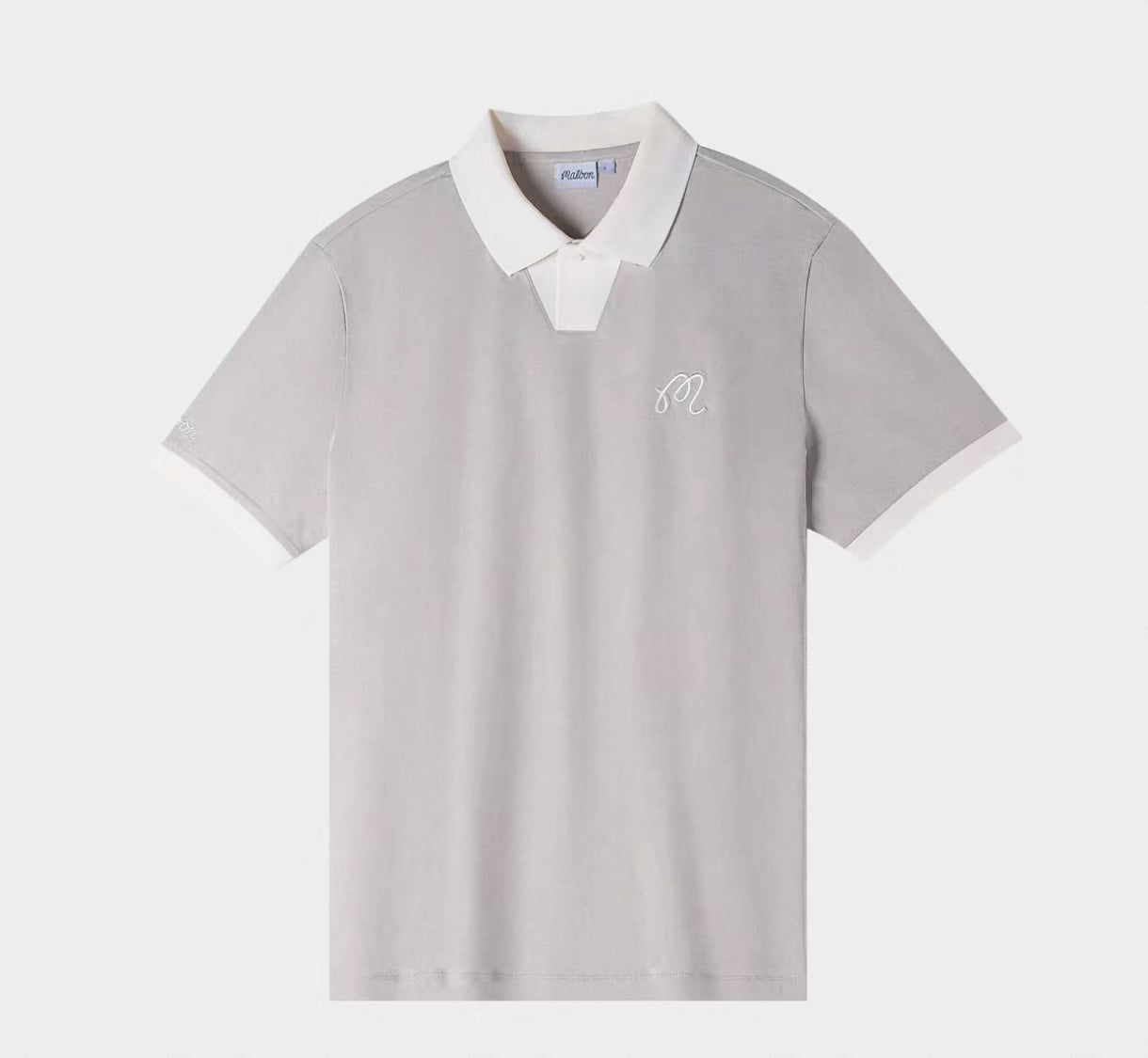 Malbon Golf 남성용 통기성 피케 캐주얼 폴로 셔츠 그레이 정면