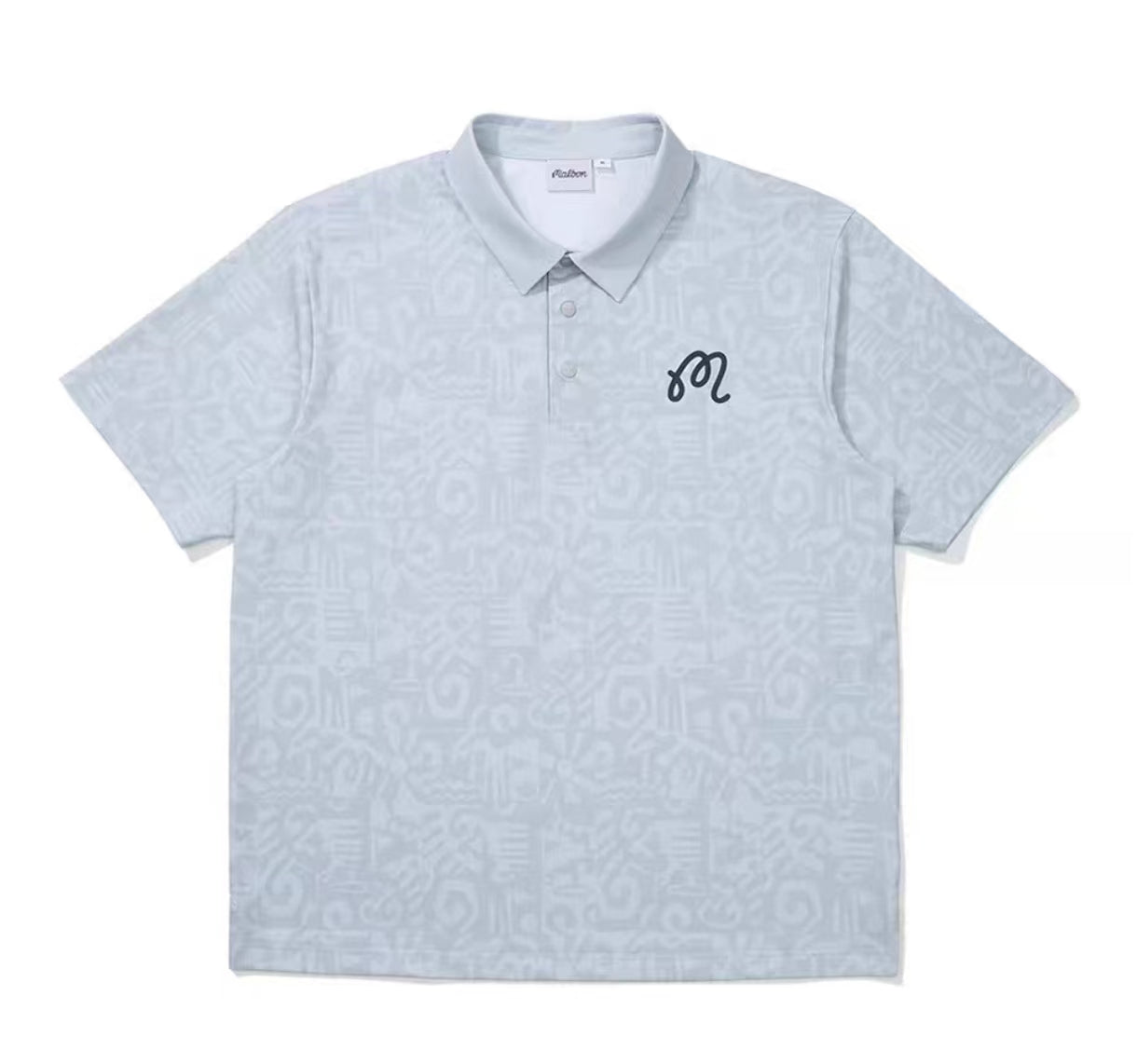 Malbon Golf 남성용 디지털 프린트 캐주얼 폴로 셔츠 그레이 정면