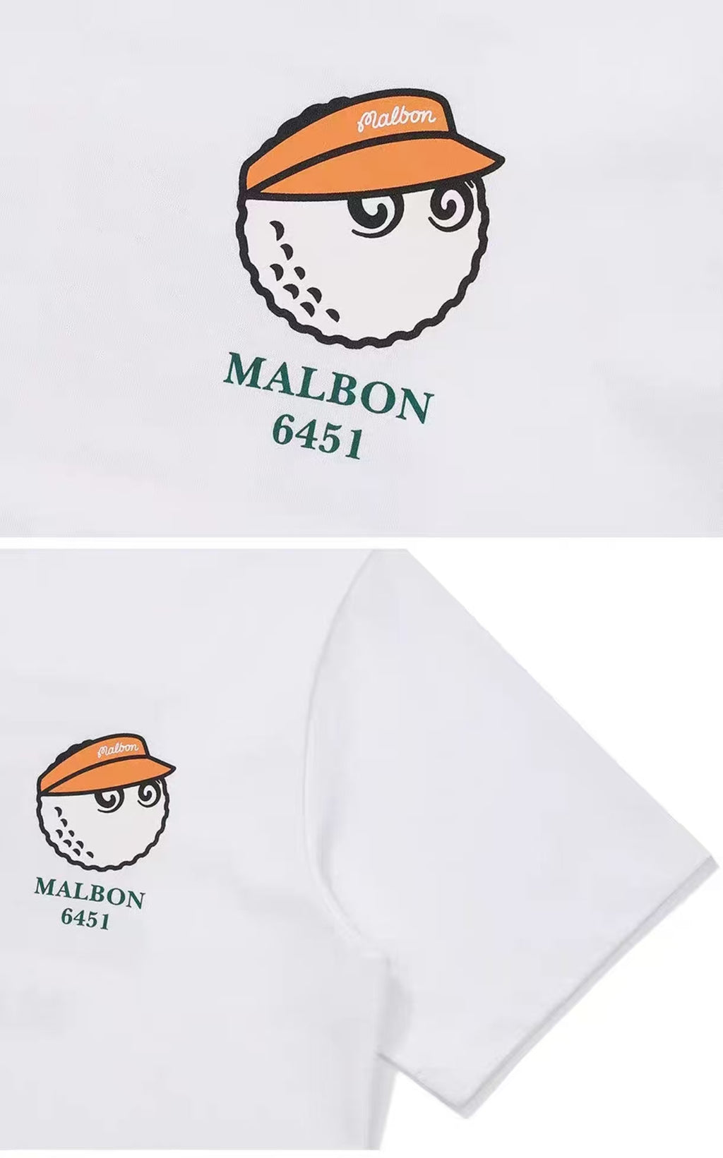Malbon Dosan 645-1 Heavyweight Golf T-Shirt White chest graphic detail