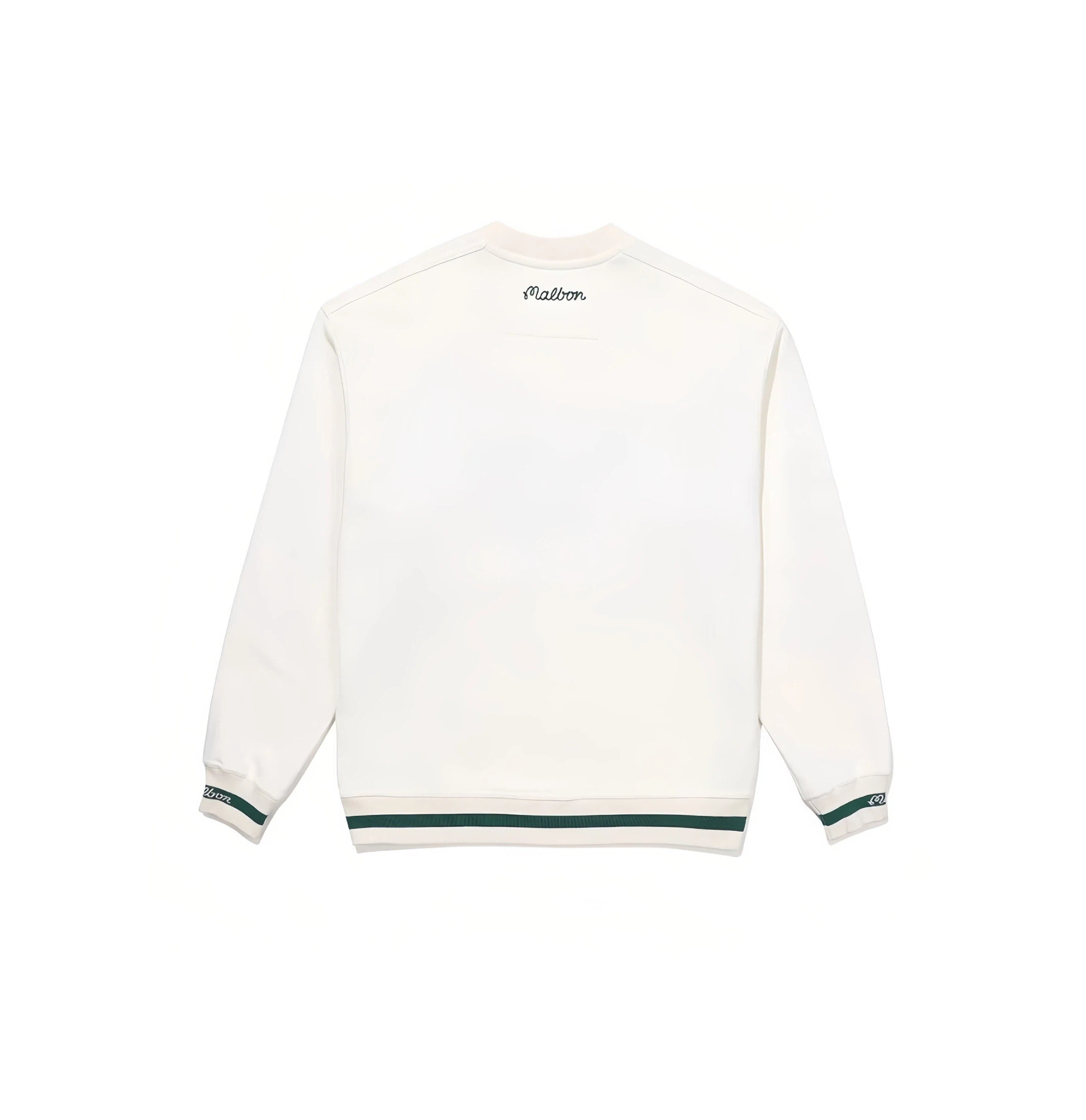 Malbon men's crew-neck logo embroidered golf sweatshirt — styled lifestyle view 8