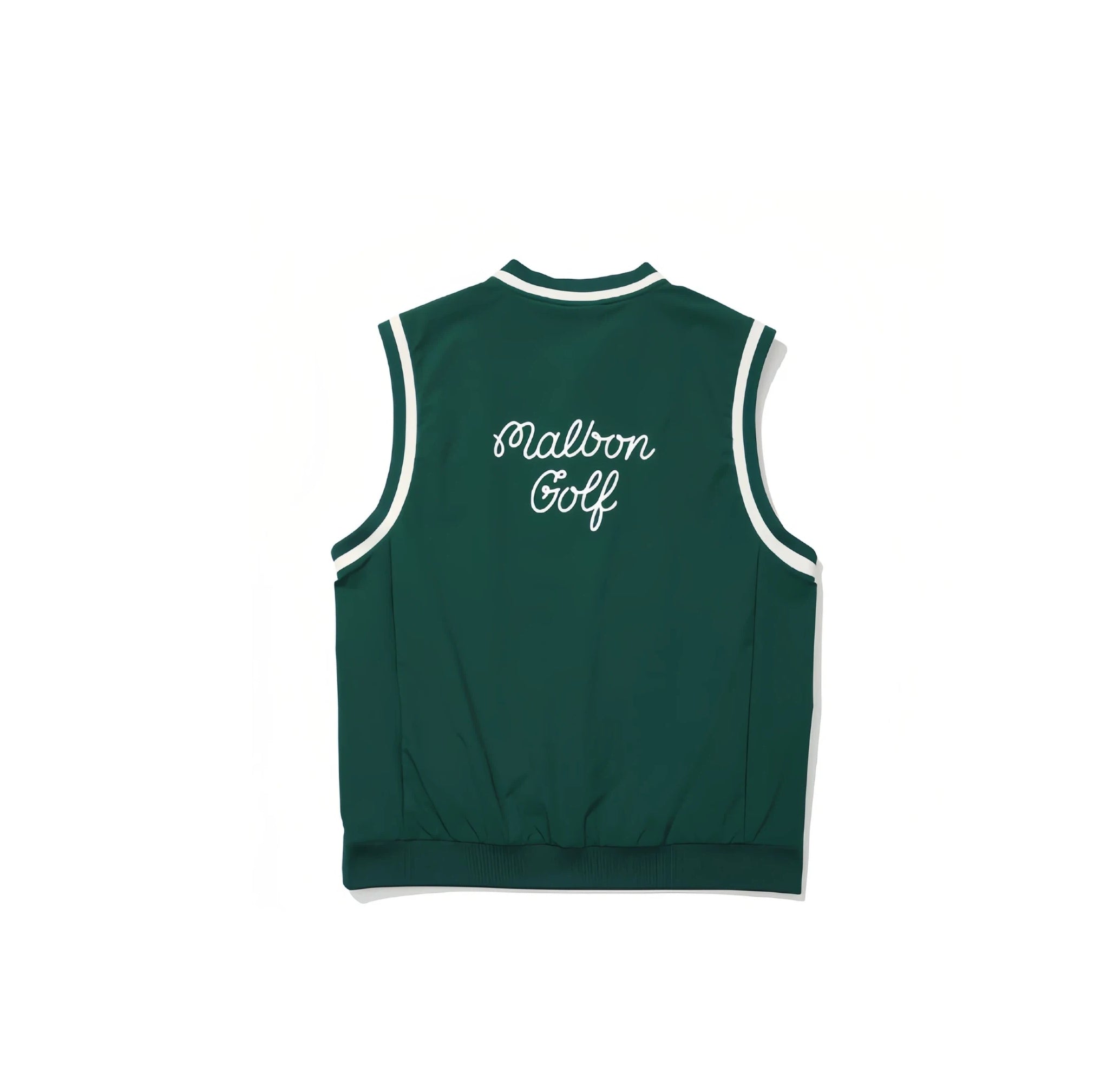 Malbon men golf vest side profile showing sleeveless cut