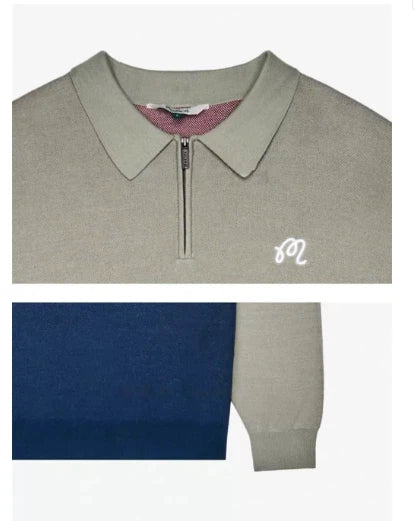 Malbon Burgee Sweater Seagrass Navy Seagrass Navy golf sweater front view