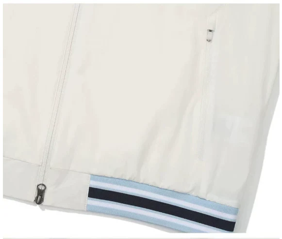 Malbon Men's Golf Zip Jacket - Breathable Sport Outerwear White logo and trim detail 화이트 골프 의류 로고와 마감 디테일