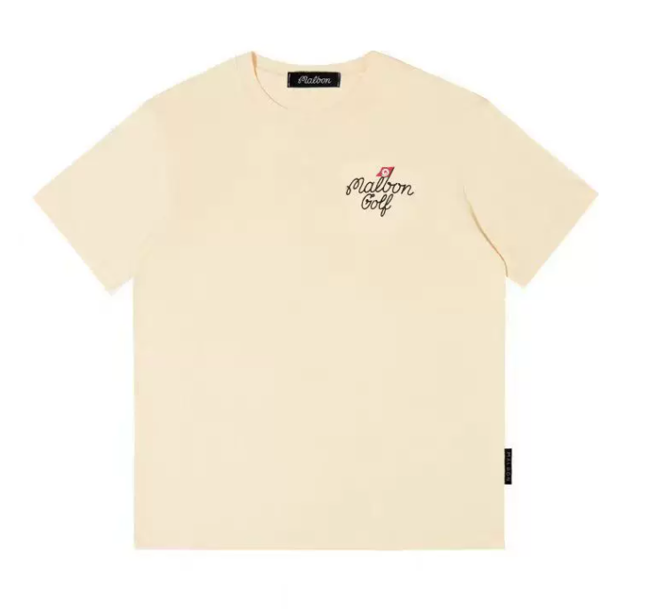 Malbon Unisex Graphic Crewneck Golf T-Shirt Beige front view