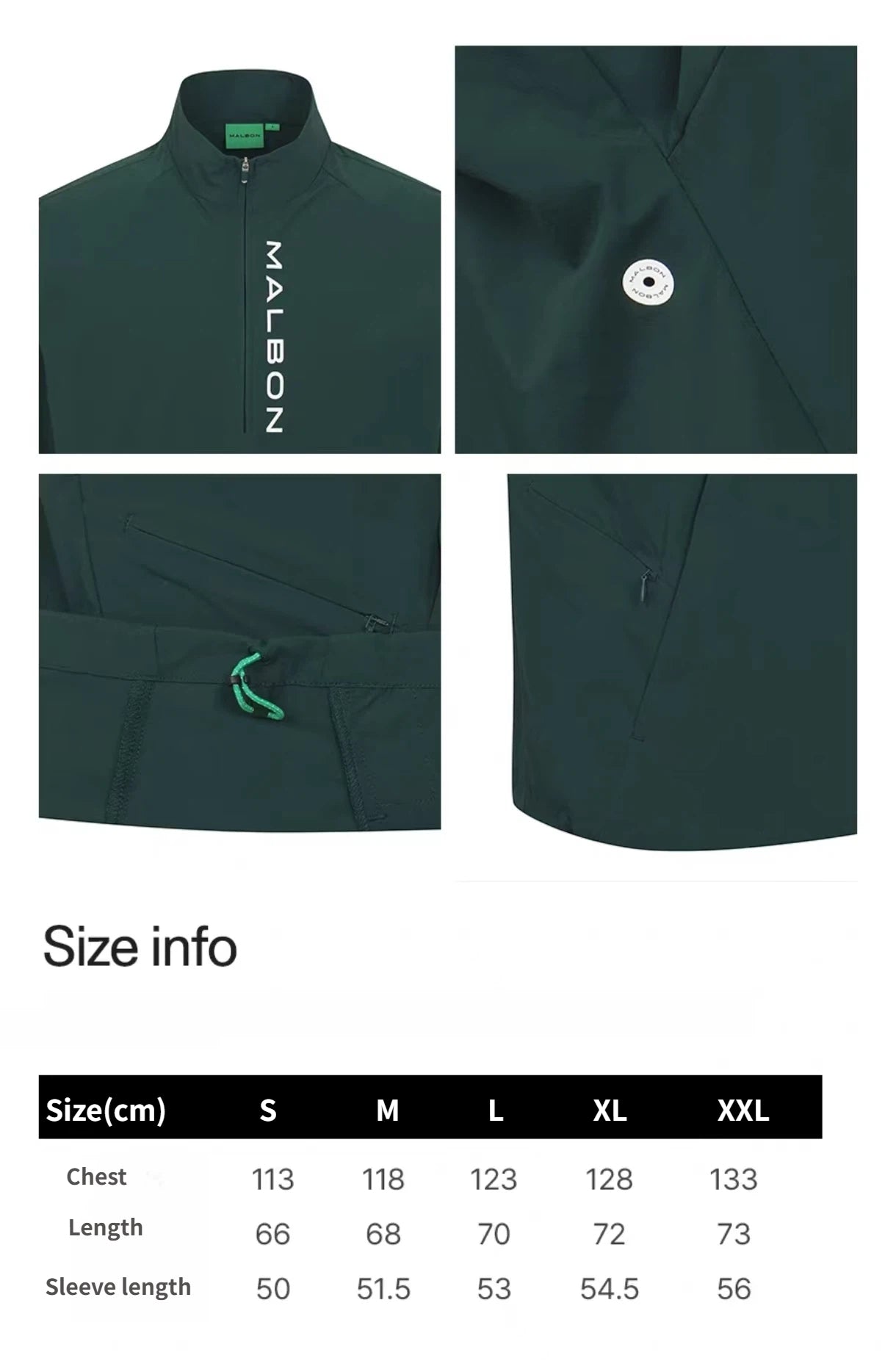 Malbon Golf Men’s Short Sleeve Half-Zip Windproof Jacket