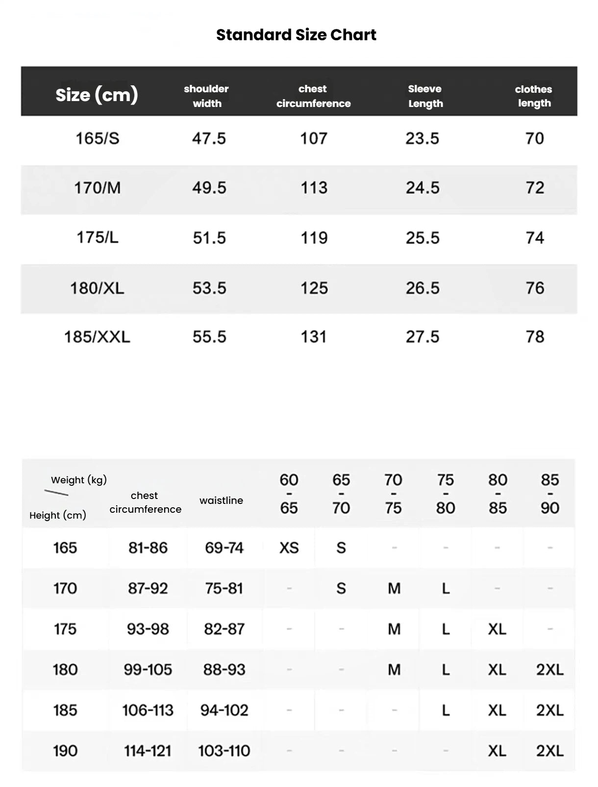 Devereux Golf men’s golf polo shirt size chart