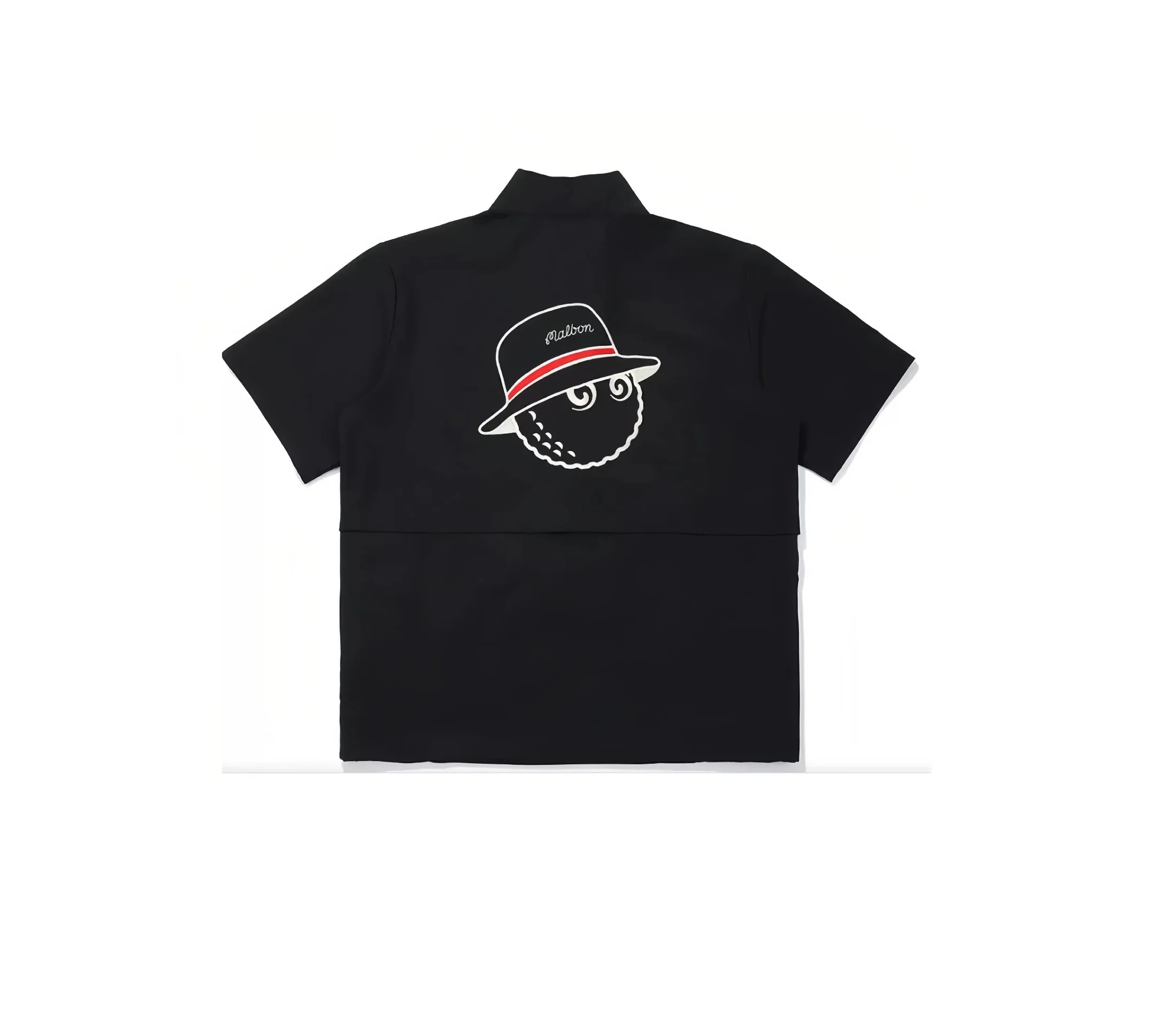 Malbon Men Golf Half Zip Stand Collar Shirt Summer Sport Tee Black back view 블랙 골프 의류 후면