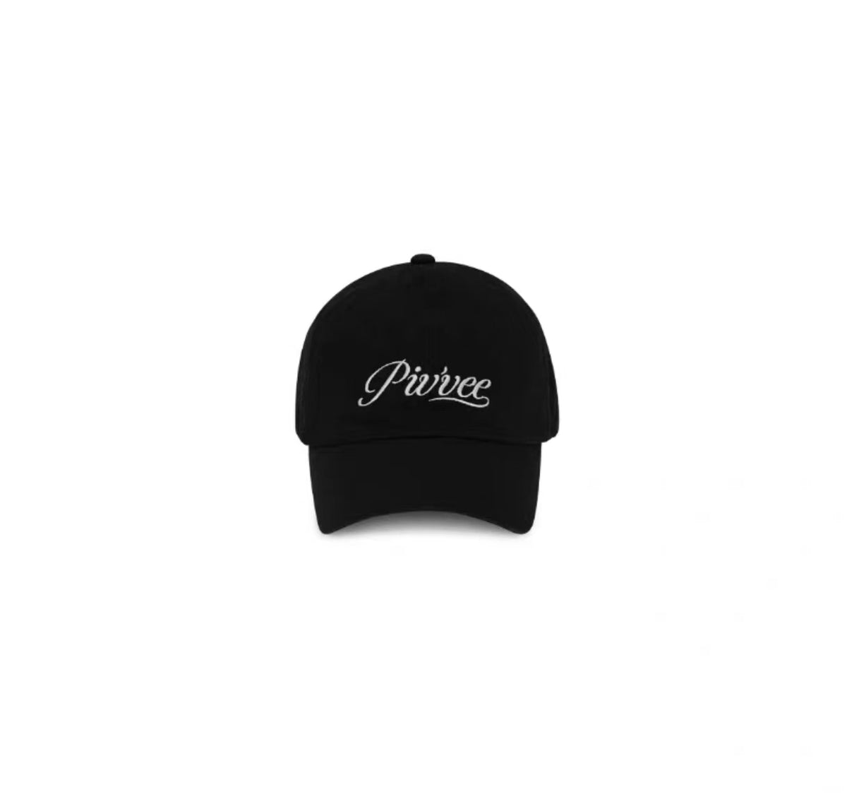 블랙 Pivvee 여성 SS25 로고 골프 캡 정면