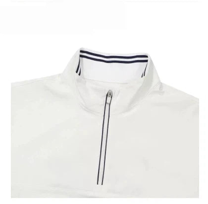 Malbon men half-zip stand collar golf polo white side profile