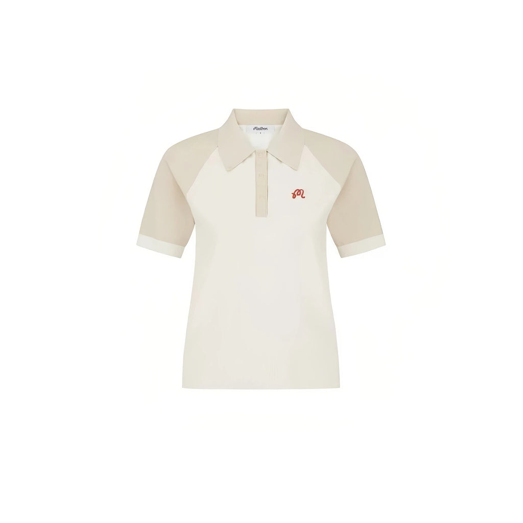 Malbon women colourblock knit golf polo in black front view