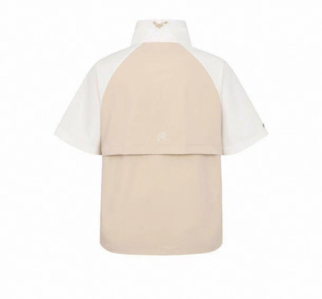 Malbon Golf Women’s Quick-Dry Stand 칼라 스포츠 탑 화이트 후면 이미지