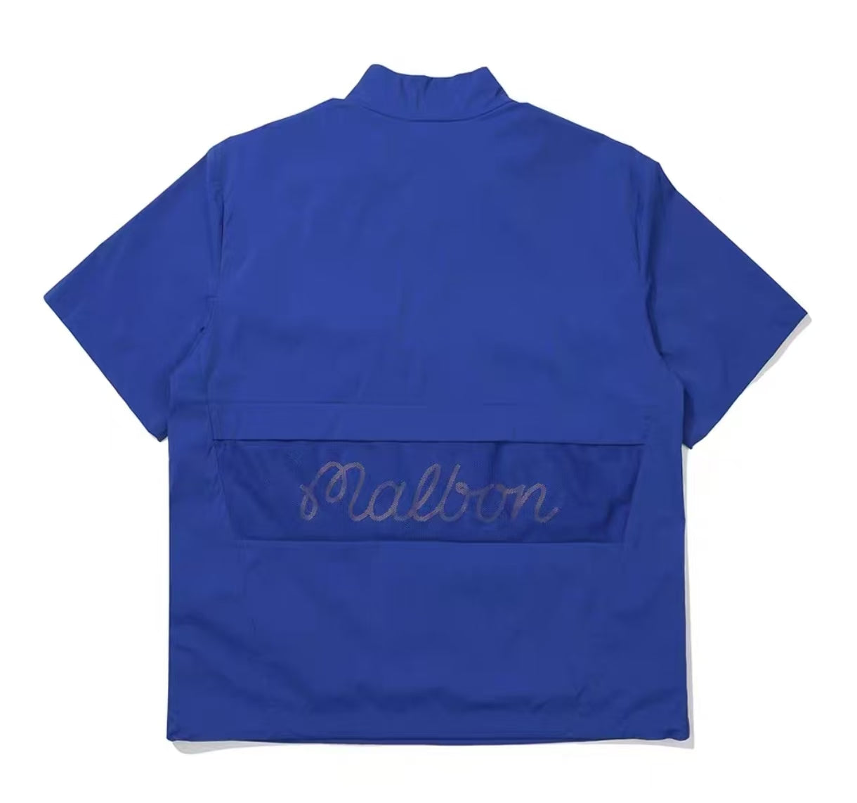 Malbon Unisex Quarter-Zip Golf Polo Shirt Blue quarter zip golf polo shirt back view