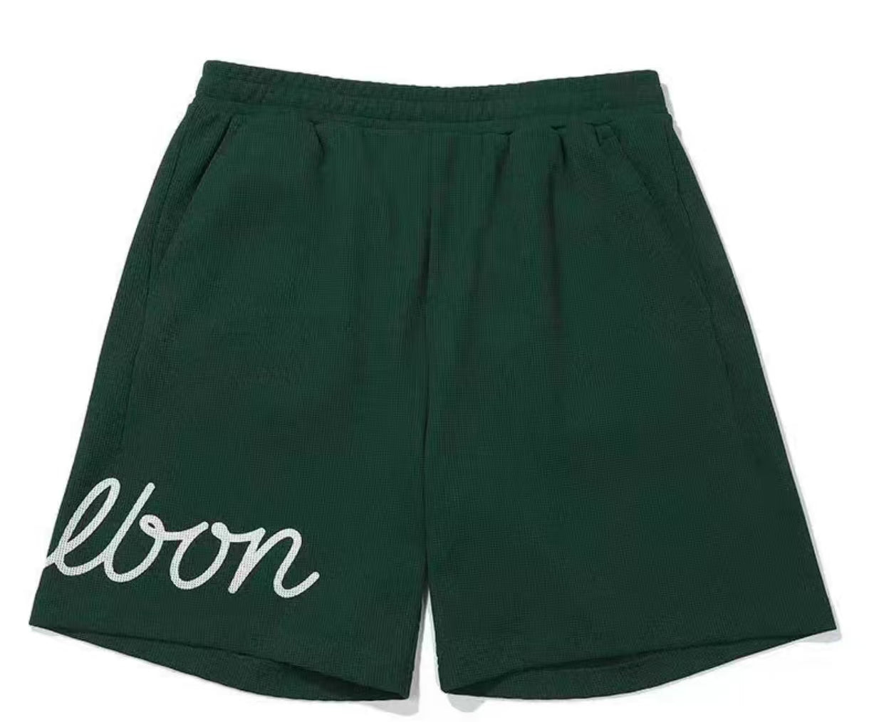 Malbon men's elastic-waist quick-dry golf shorts in Green - front view