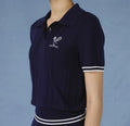 NowRose navy Lyocell Tencel golf polo shirt front detail