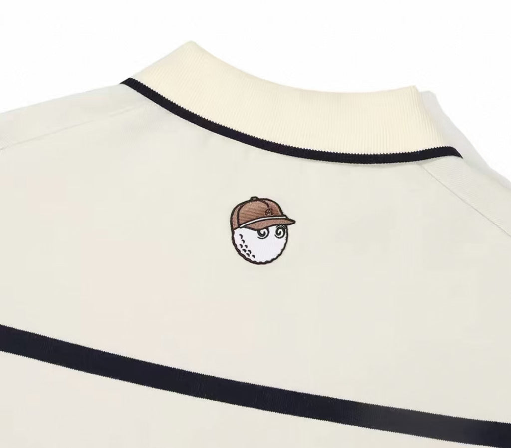 Malbon Women's Knit Golf Sweater Polo 애프리콧 골프 의류 카라와 로고 디테일