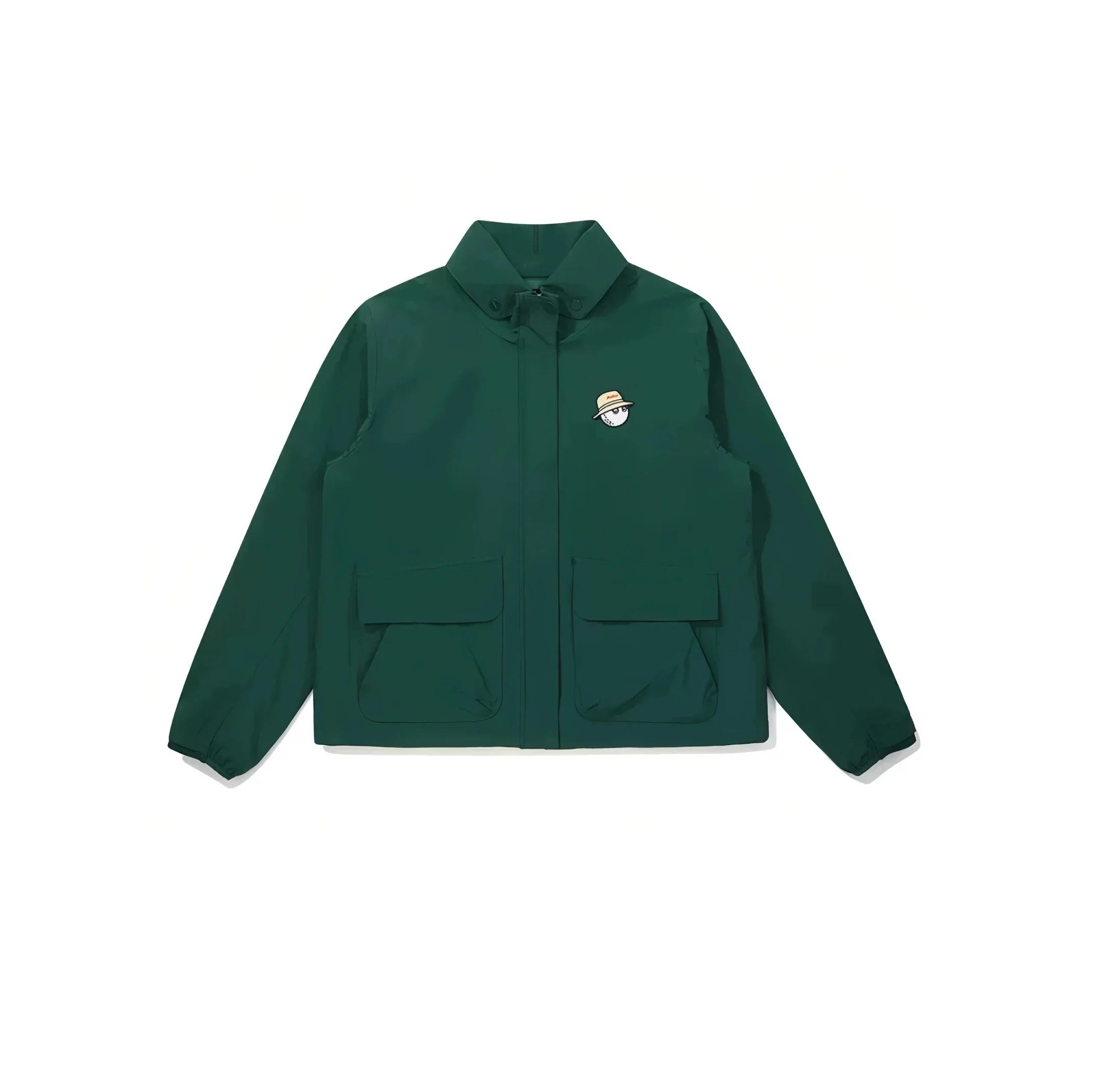 Malbon Women Golf Windbreaker Jacket Zip Hooded 2026 Green front view 그린 골프 의류 정면