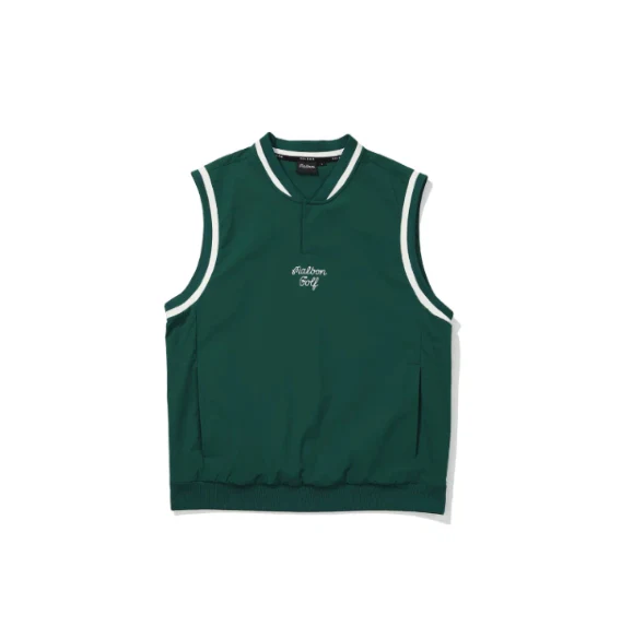Malbon Men's Golf Vest - Casual Sport Sleeveless Outerwear Green front view 그린 골프 의류 정면