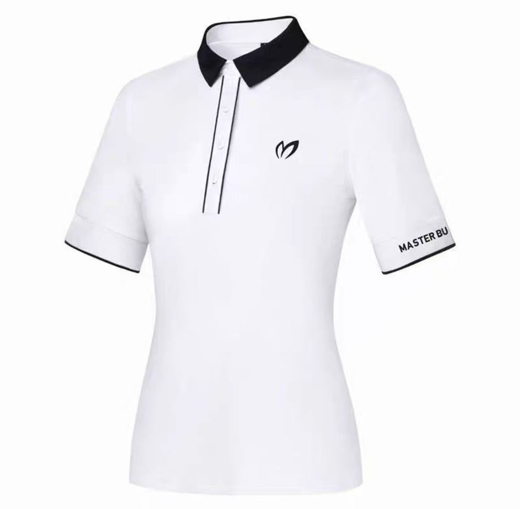 Women’s Spring Summer Breathable Quick-Dry Slim Golf Polo Shirt in White - product view
