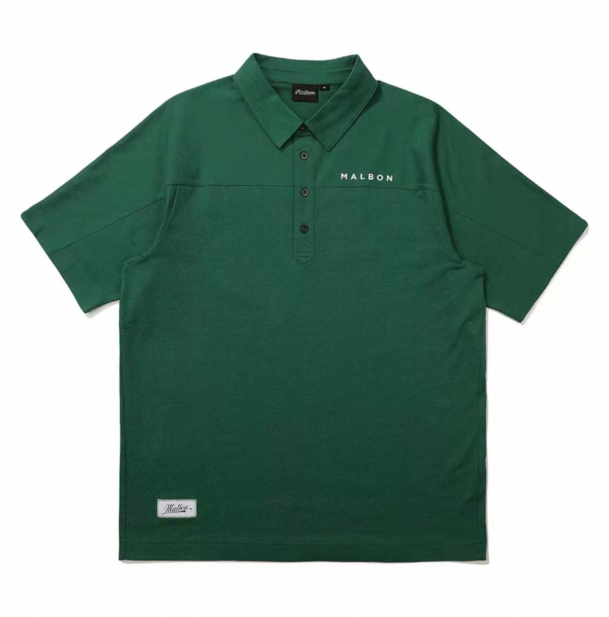 Malbon Golf 남성용 캐주얼 속건 폴로 셔츠 그린 정면