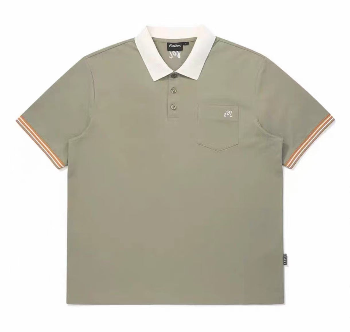 Malbon Golf 남성용 애슬레틱 폴로 셔츠 올리브 정면