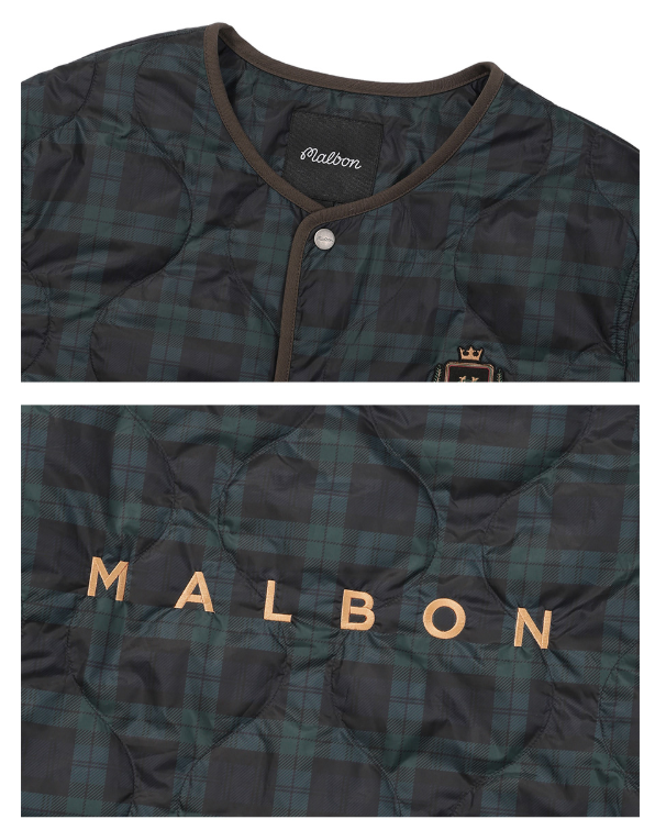 Malbon Golf Men’s Plaid Insulated Full-Zip Padded Jacket